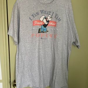 Y2K Popeye Gray Graphic T-Shirt Sz XL